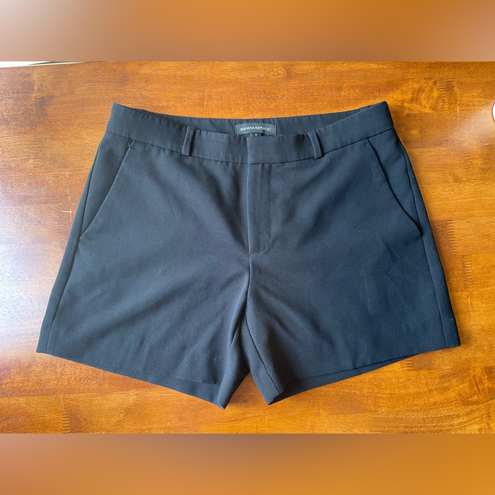 Banana Republic Black High-Waist Tailored Shorts